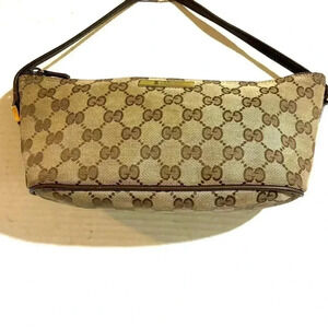 Gucci GG monogram boat pochette top handle neutral s canvas shoulder/  handbag